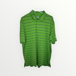 Under Armour HeatGear Shirt Men's Green Striped Loose Fit Athletic Golf Polo XL
